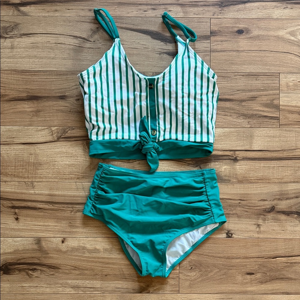 Striped Green Bikini Set